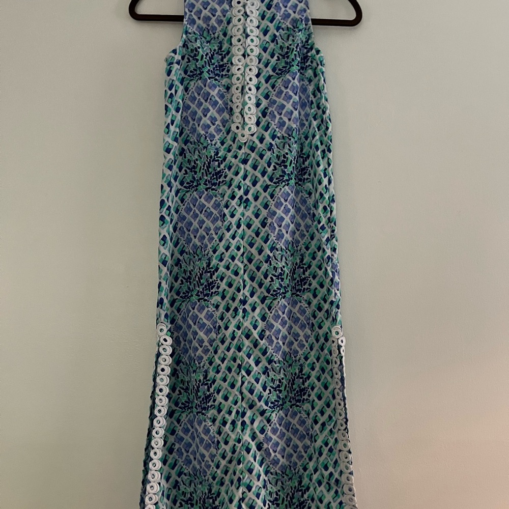 Lilly Pulitzer Blue and Green Maxi Dress